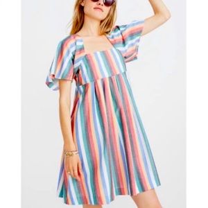 MADEWELL | Striped Square Neck Babydoll Dress XL